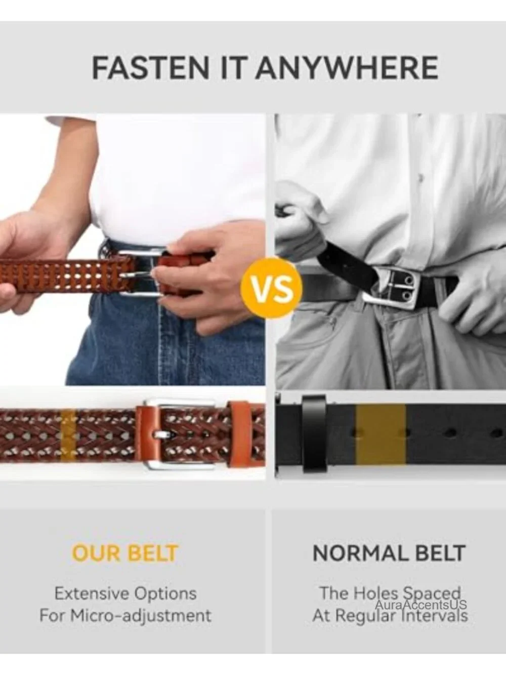 Handwoven Genuine Leather Belt with Alloy Buckle, Adjustable Break-Resistant,